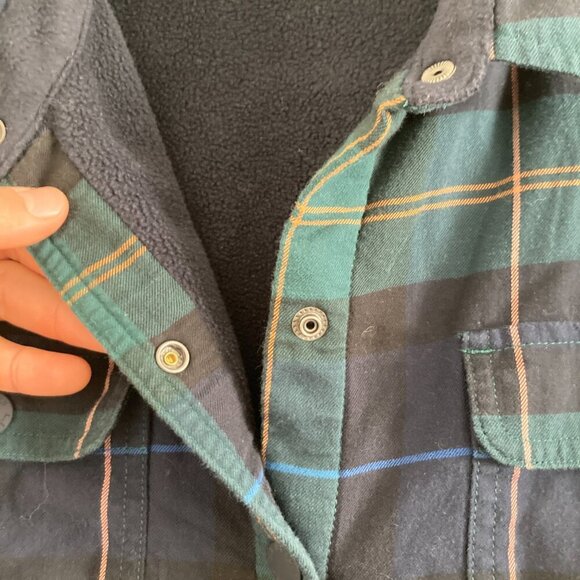 LL Bean Fleece Sherpa Lined Scotch Plaid Flannel Long Sleeve Snap Chore Shirt - Picture 4 of 12